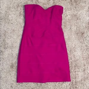 Bright pink strapless mini party dress